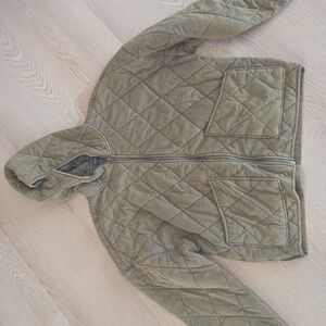 Free People Style Olive Quilted Hooded Jacket